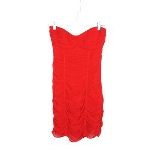 Express 100% Silk Ruched Bodycon Mini Dress Boning Red Sexy Party Clubbing Sz 4